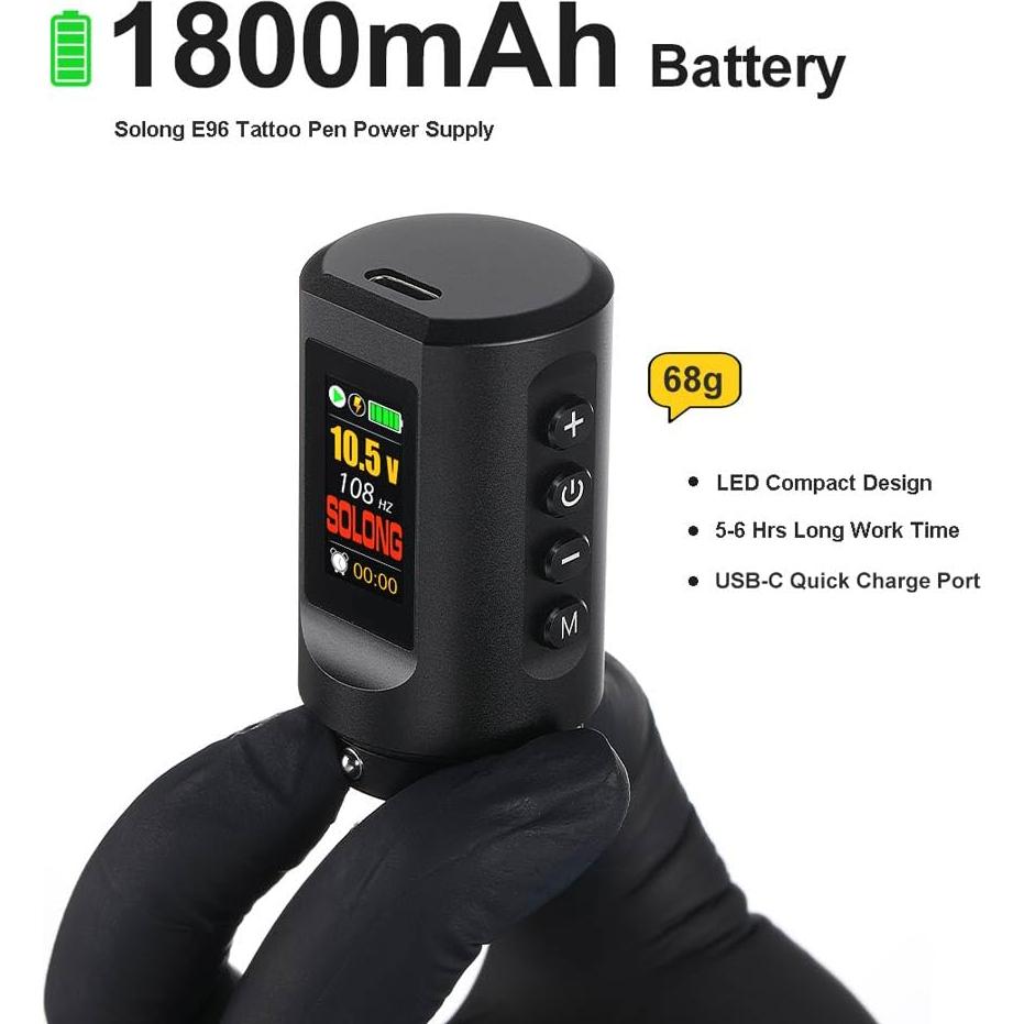 Kit de Tatuaje Completo con Pantalla LED y 40 Agujas - Negro