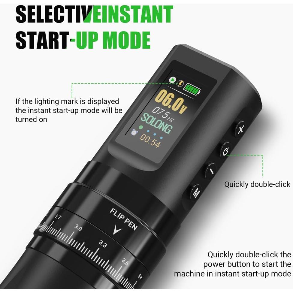 Kit de Tatuaje Completo con Pantalla LED y 40 Agujas - Negro