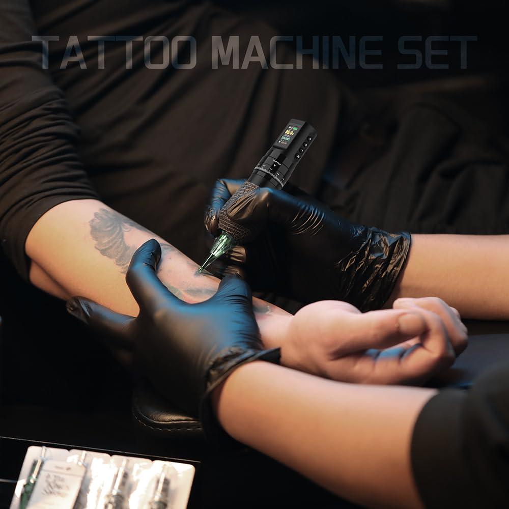 Kit de Tatuaje Completo con Pantalla LED y 40 Agujas - Negro