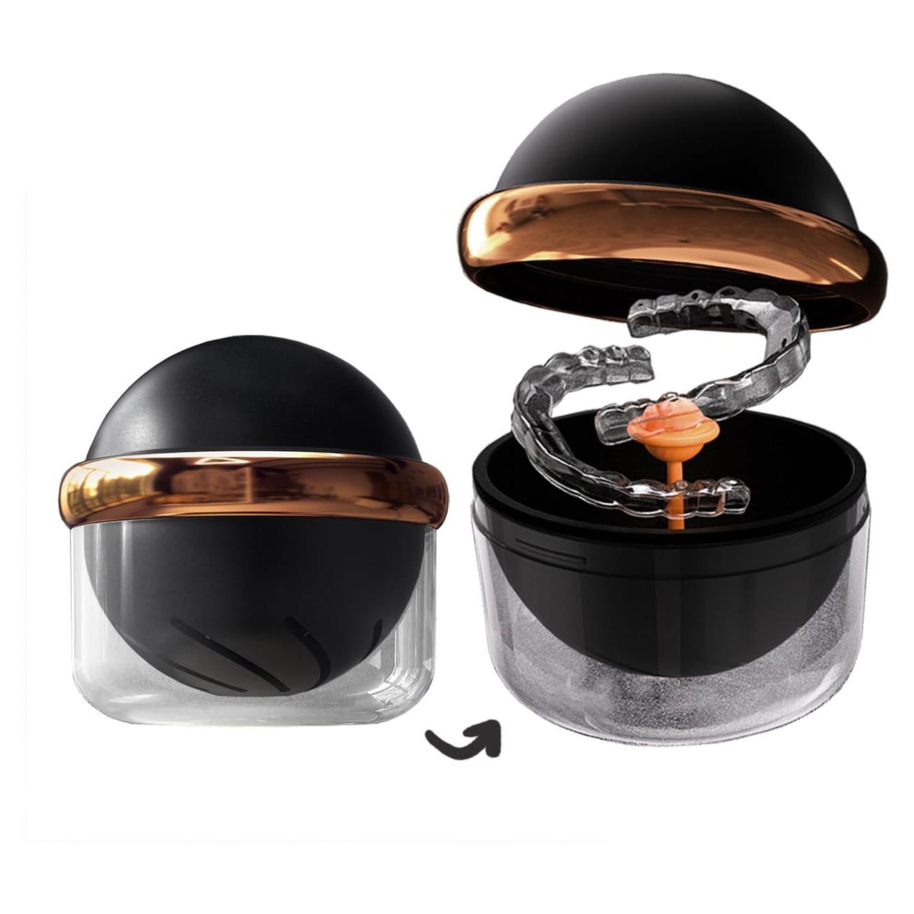 Estuche para Dentaduras AARAINBOW Negro con Colador y Taza