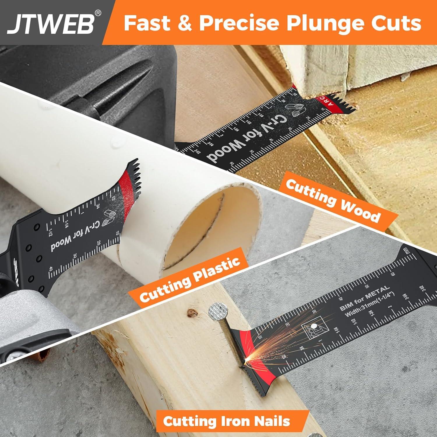 Kits de Cuchillas Oscilantes JTWEB 15PCS para Metal y Madera