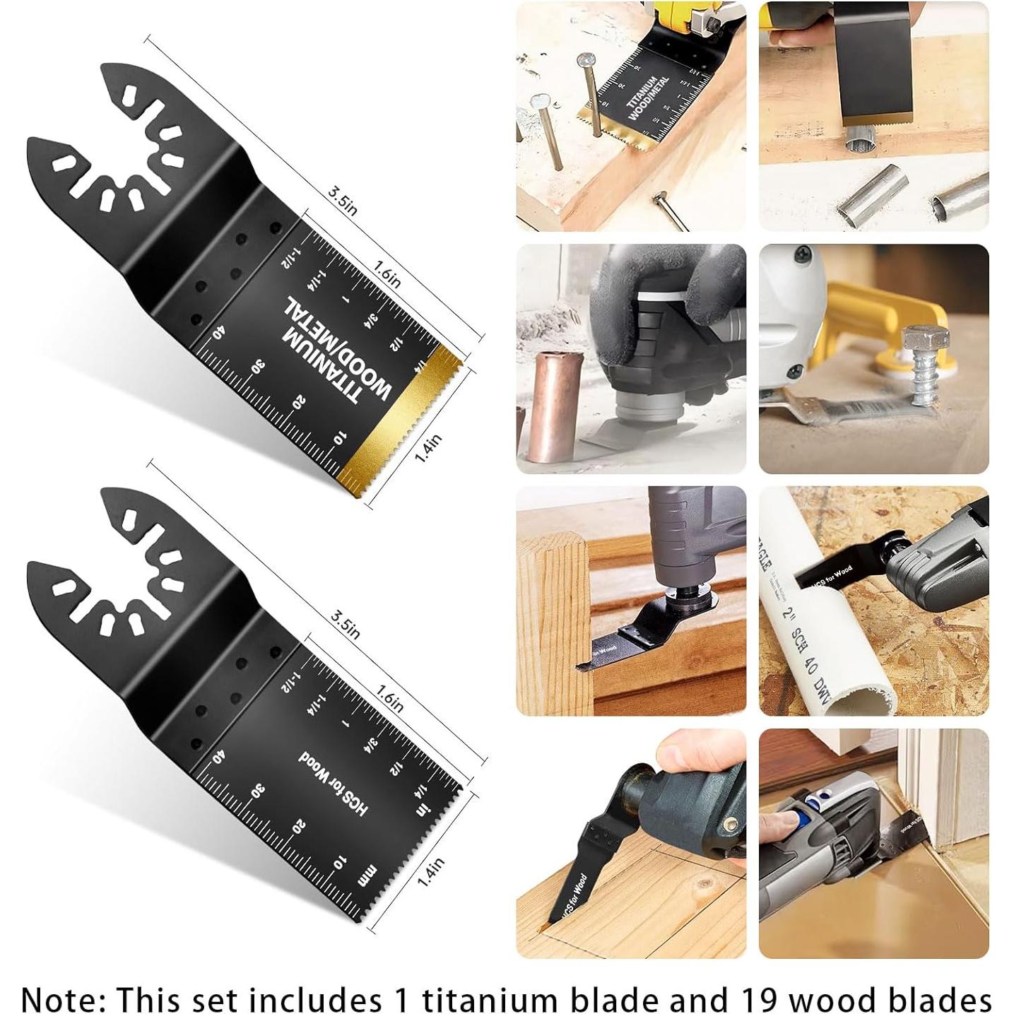 Kit de 20 Hojas de Sierra Oscilante Hiinny - Titanio y Acero