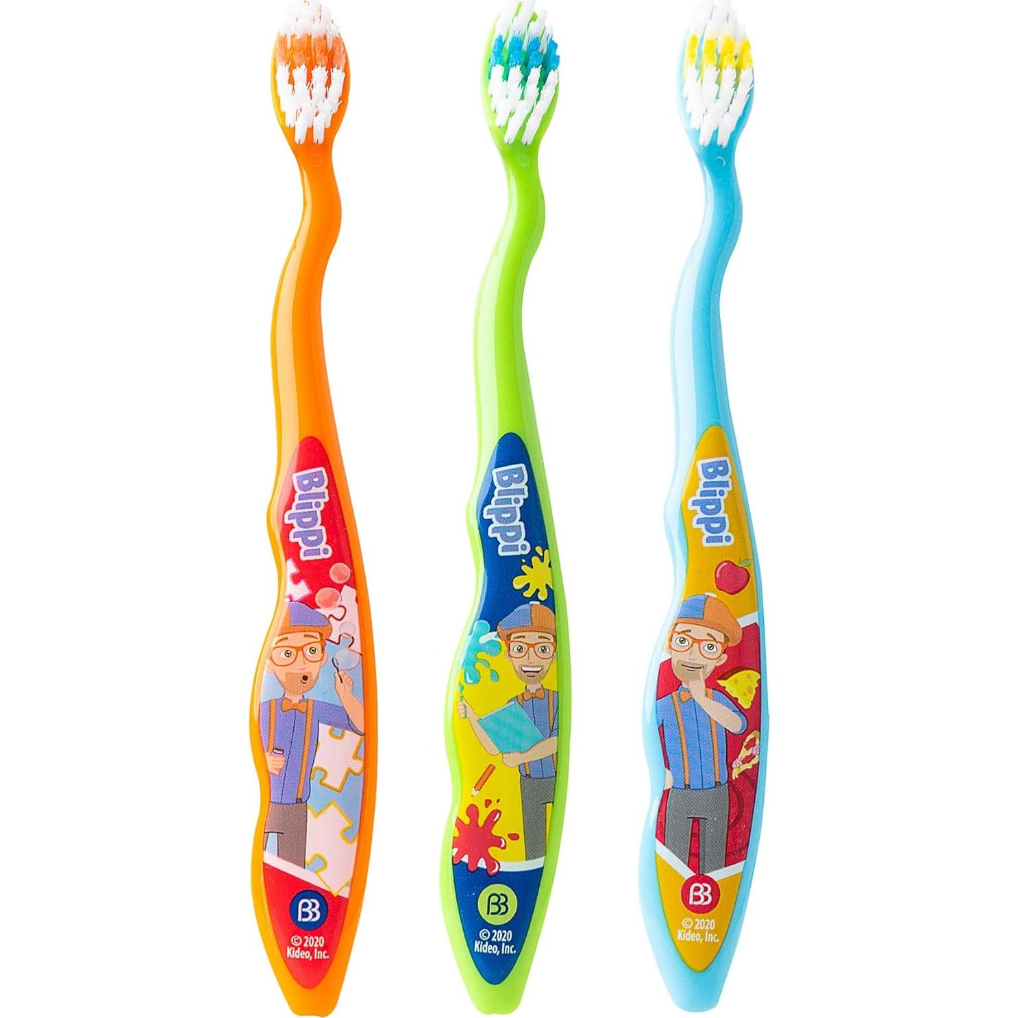 Brush Buddies Blippi Kids Toothbrushes, Manual Toothbrushes for Kids, Toothbrush for Toddlers 2-4 Years, Blippi Childrens Toothbrush, Soft Toothbrushes, 3 Count