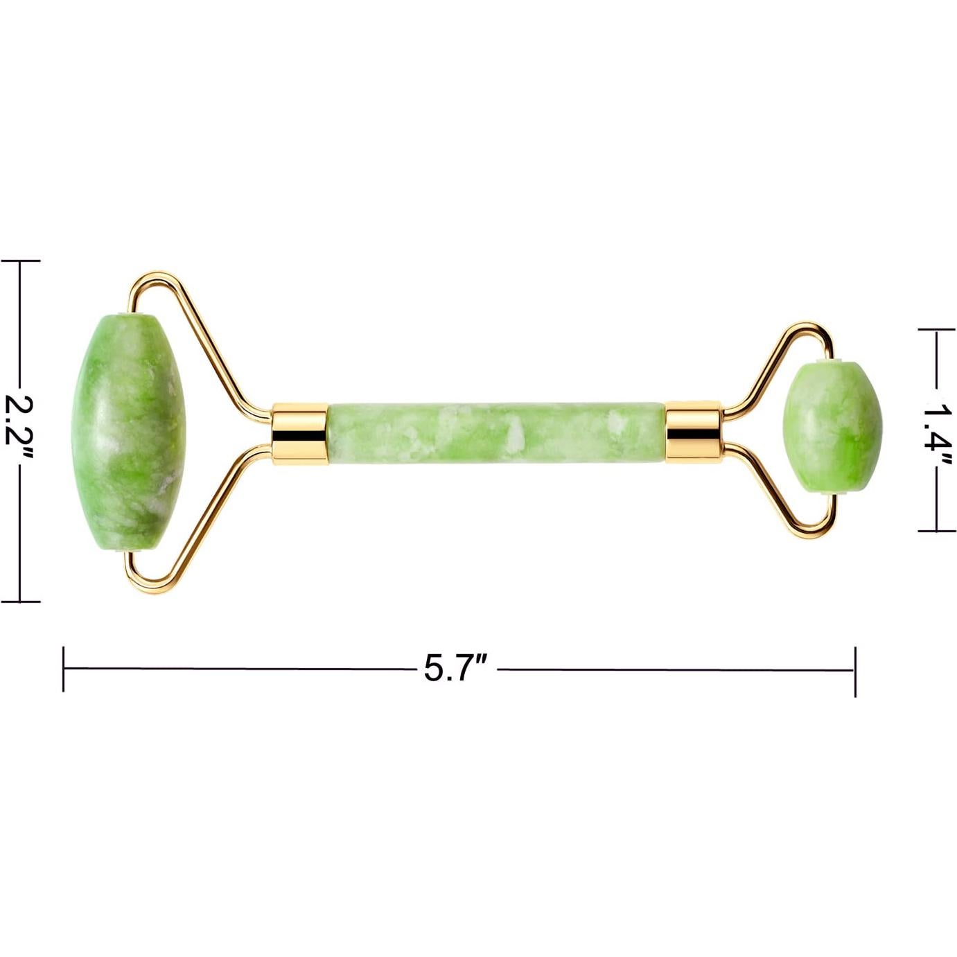 Rodillo Facial de Jade Natural AECW Verde 14.5cm Sin Ruido