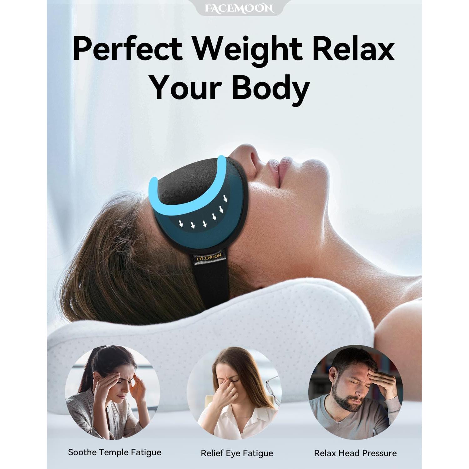 Máscara de Ojos con Peso Facemoon 3D Ajustable - Bloqueo Total de Luz