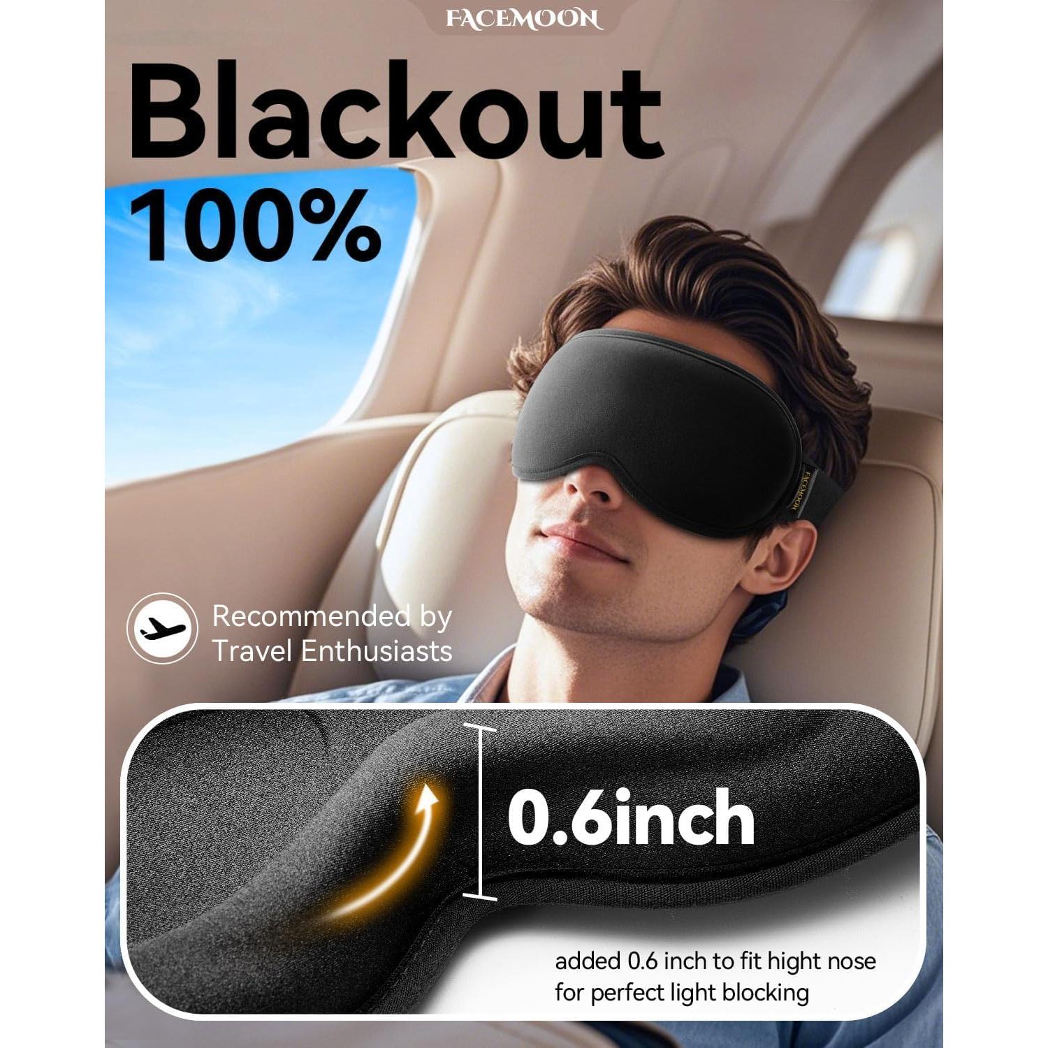 Máscara de Ojos con Peso Facemoon 3D Ajustable - Bloqueo Total de Luz