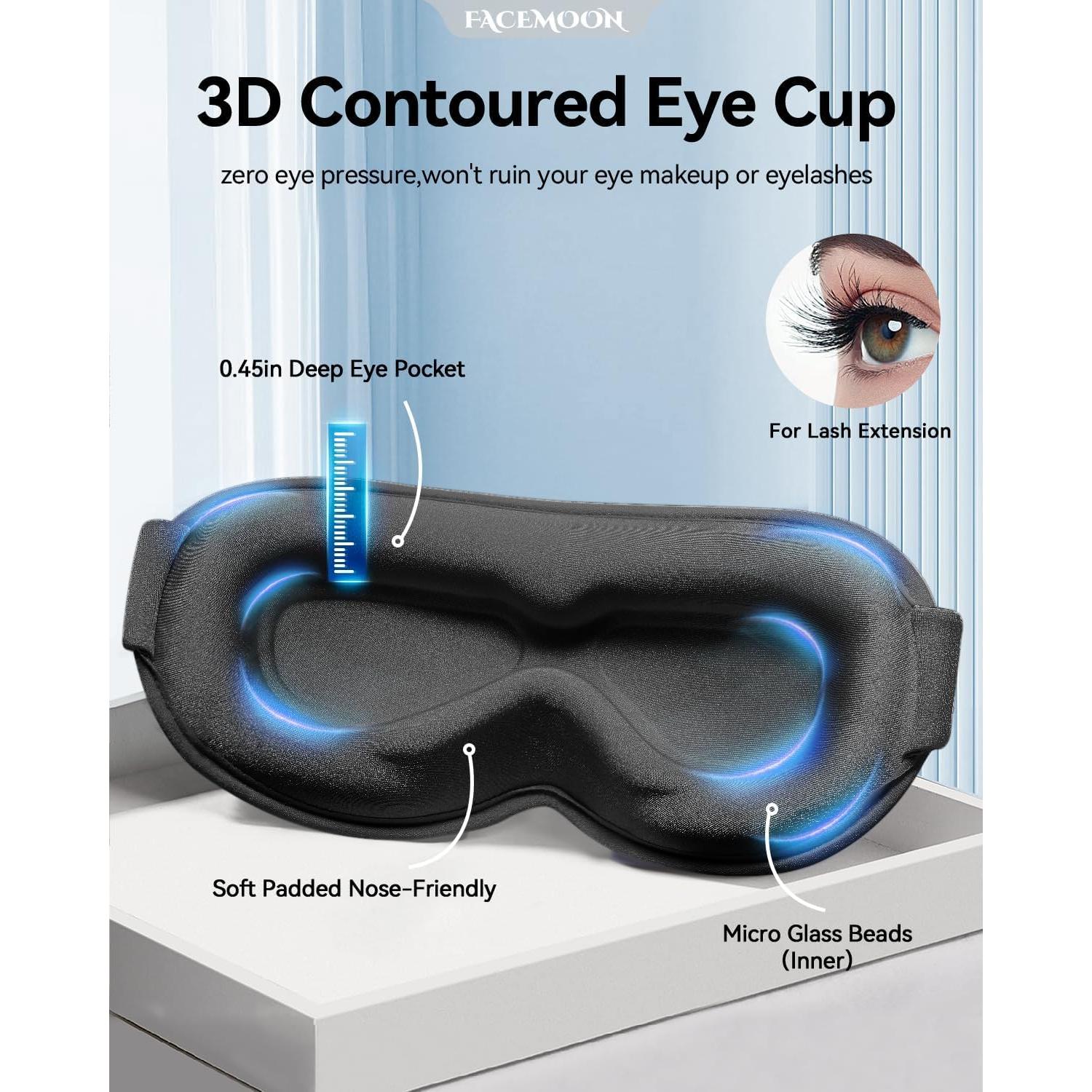 Máscara de Ojos con Peso Facemoon 3D Ajustable - Bloqueo Total de Luz