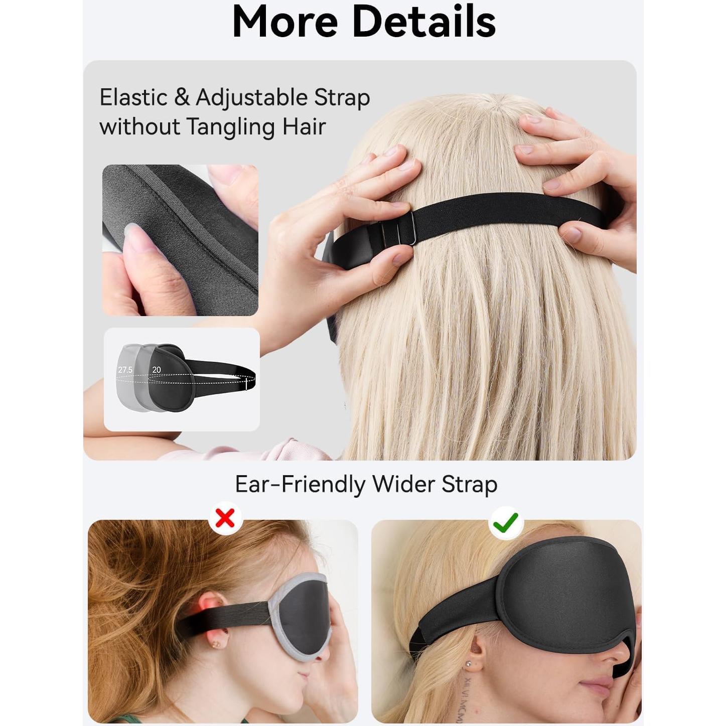 Máscara de Ojos con Peso Facemoon 3D Ajustable - Bloqueo Total de Luz