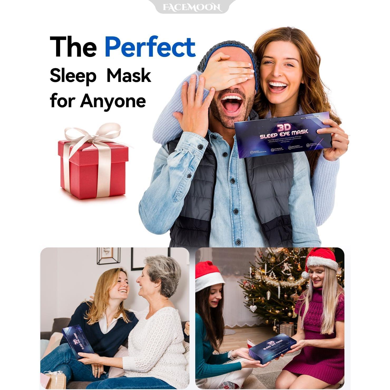 Máscara de Ojos con Peso Facemoon 3D Ajustable - Bloqueo Total de Luz