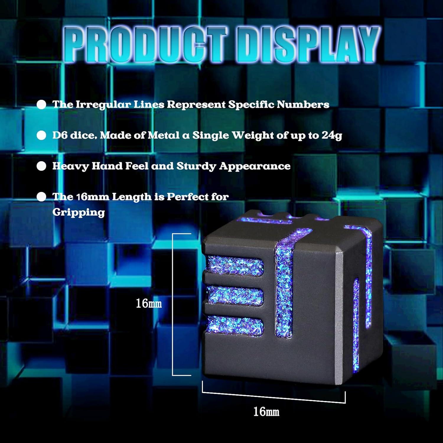 Juego de Dados D6 de Metal FONVGOGO 6 Pcs Estuche Incluido