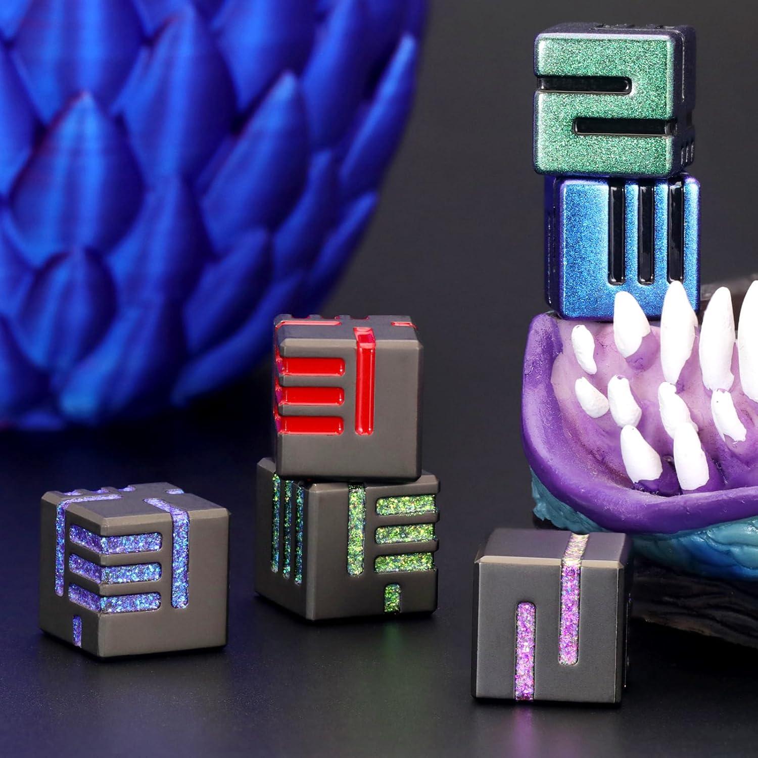 Juego de Dados D6 de Metal FONVGOGO 6 Pcs Estuche Incluido