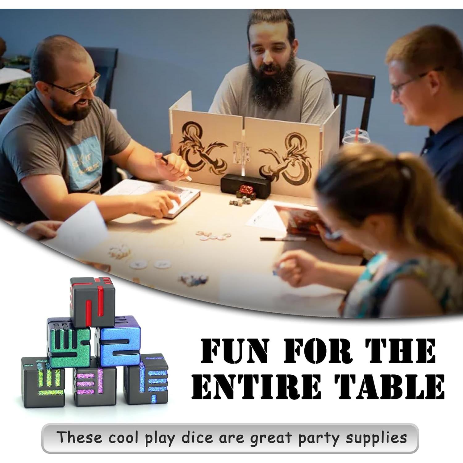 Juego de Dados D6 de Metal FONVGOGO 6 Pcs Estuche Incluido