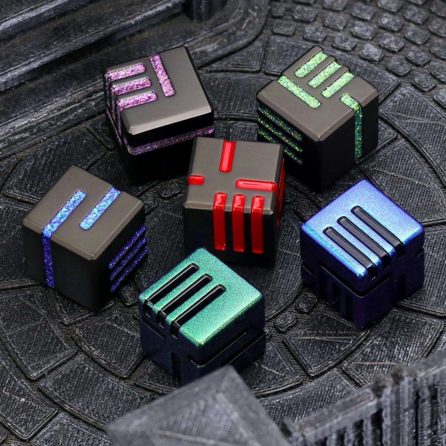 Juego de Dados D6 de Metal FONVGOGO 6 Pcs Estuche Incluido