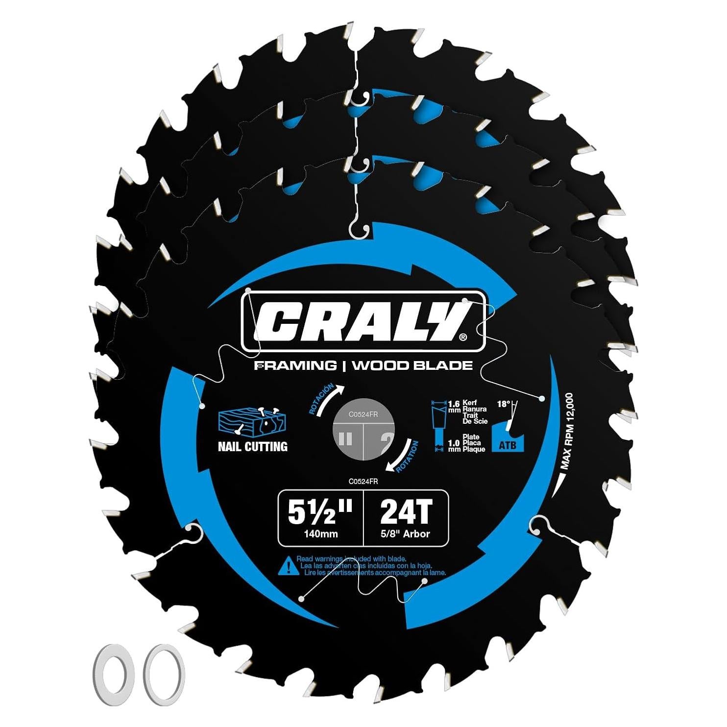 Hoja de Sierra Circular CRALY 14 cm 24 Dientes Carburo - Paquete de 3