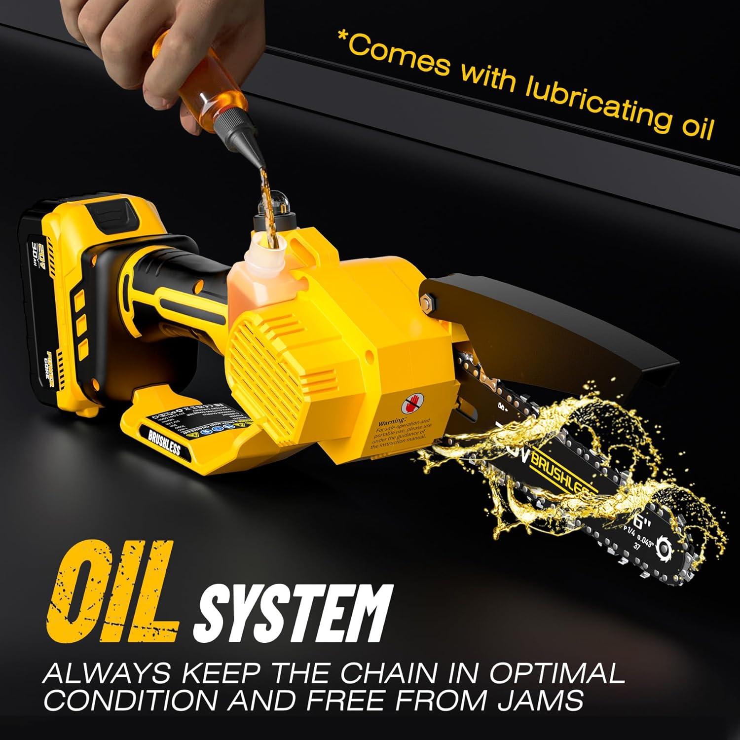 2-in-1 Cordless 6 Inch Pole Saw & Mini Chainsaw, 20V MAX* 3.0 Ah Battery Powered Chain Saw, Brushless Motor, Lightweight (7.1 lbs), 14.2 FT Max Reach Pole Saw for Tree Trimming, Wood Cutting