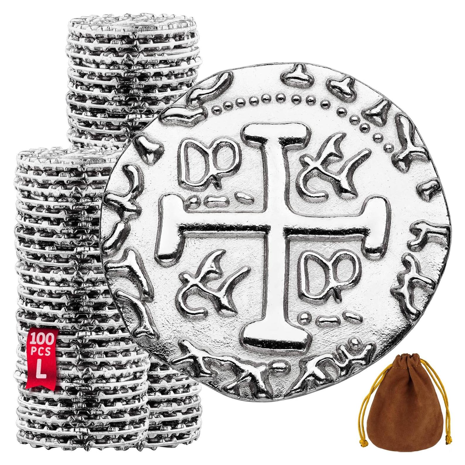 Monedas Pirata de Metal - Conjunto de 100 Monedas 2,69 cm