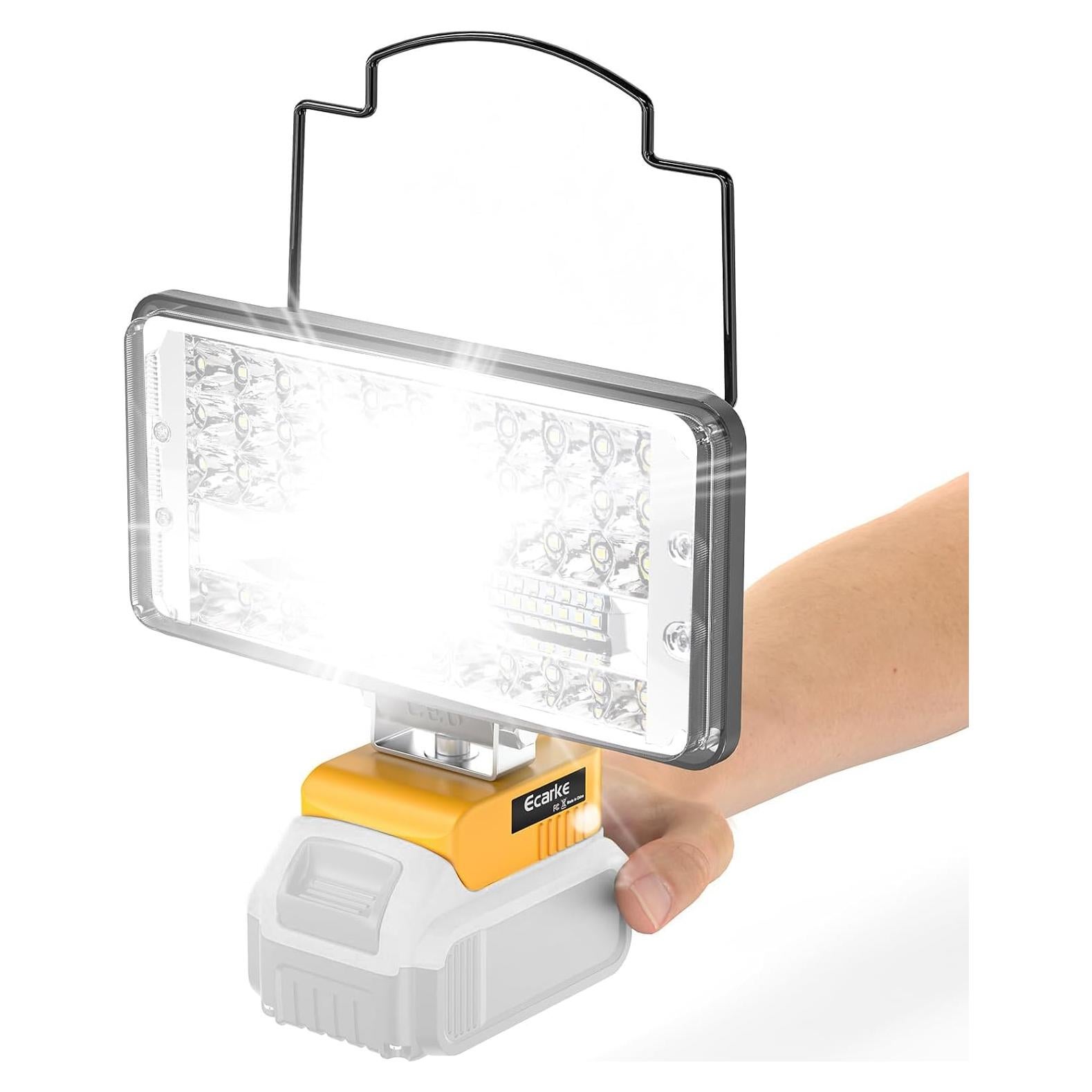 Led Work Light for DeWALT 20V: Ecarke Bright Led Flood Light - 100W 10000LM Cordless Work Light with Low Voltage Protect for Car Repairing,Inspection Job Site&Security Lighting,Outdoor Camping