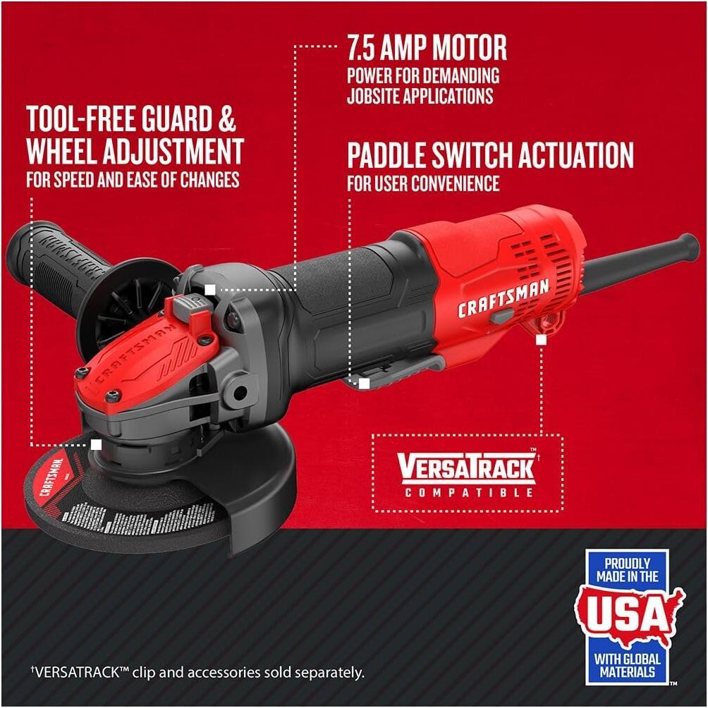 Molino de Ángulo CRAFTSMAN 4.5" 7.5A con Cable CMEG200