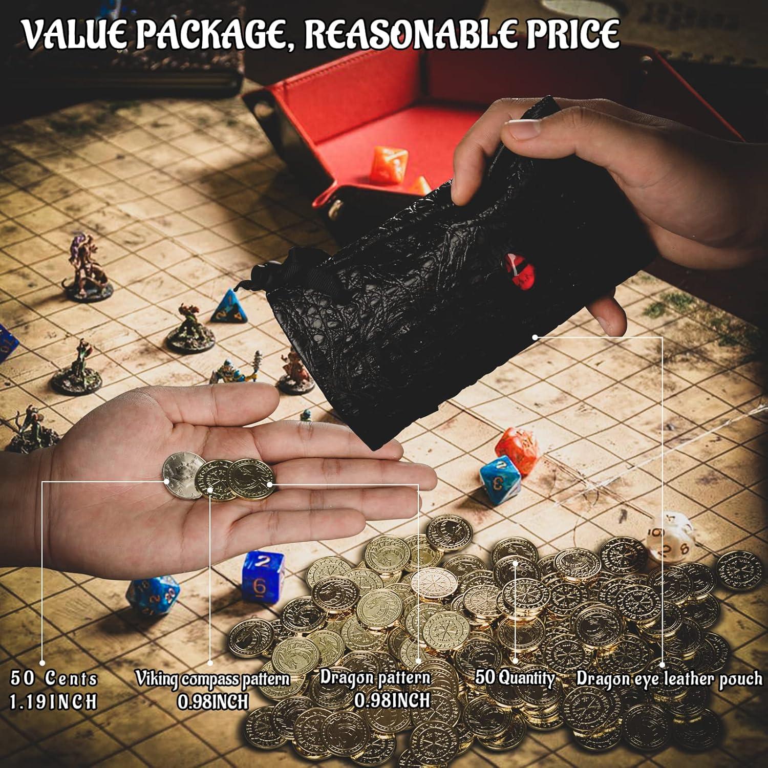 Monedas de Fantasía CZYY 50 Tokens de Tesoro Metal Dorado