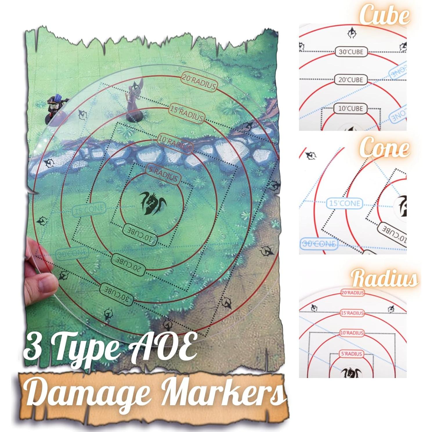 Byhoo Plantilla AOE DND 4 en 1 para Juegos de Mesa