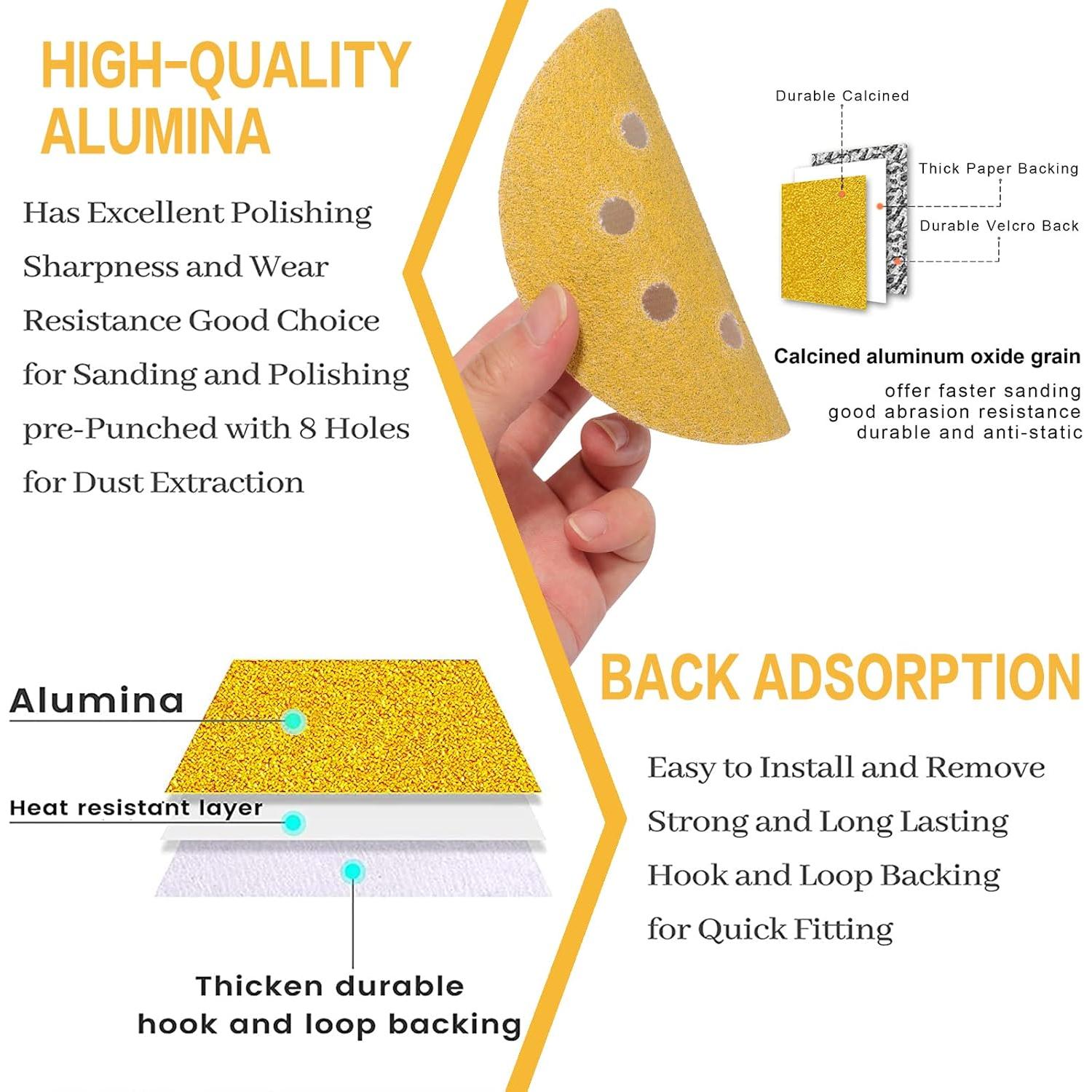 80PCS 5 Inch 8 Hole Sanding Discs 40 Grit,Gold Round Hook and Loop Sandpaper for Random Orbital Sander