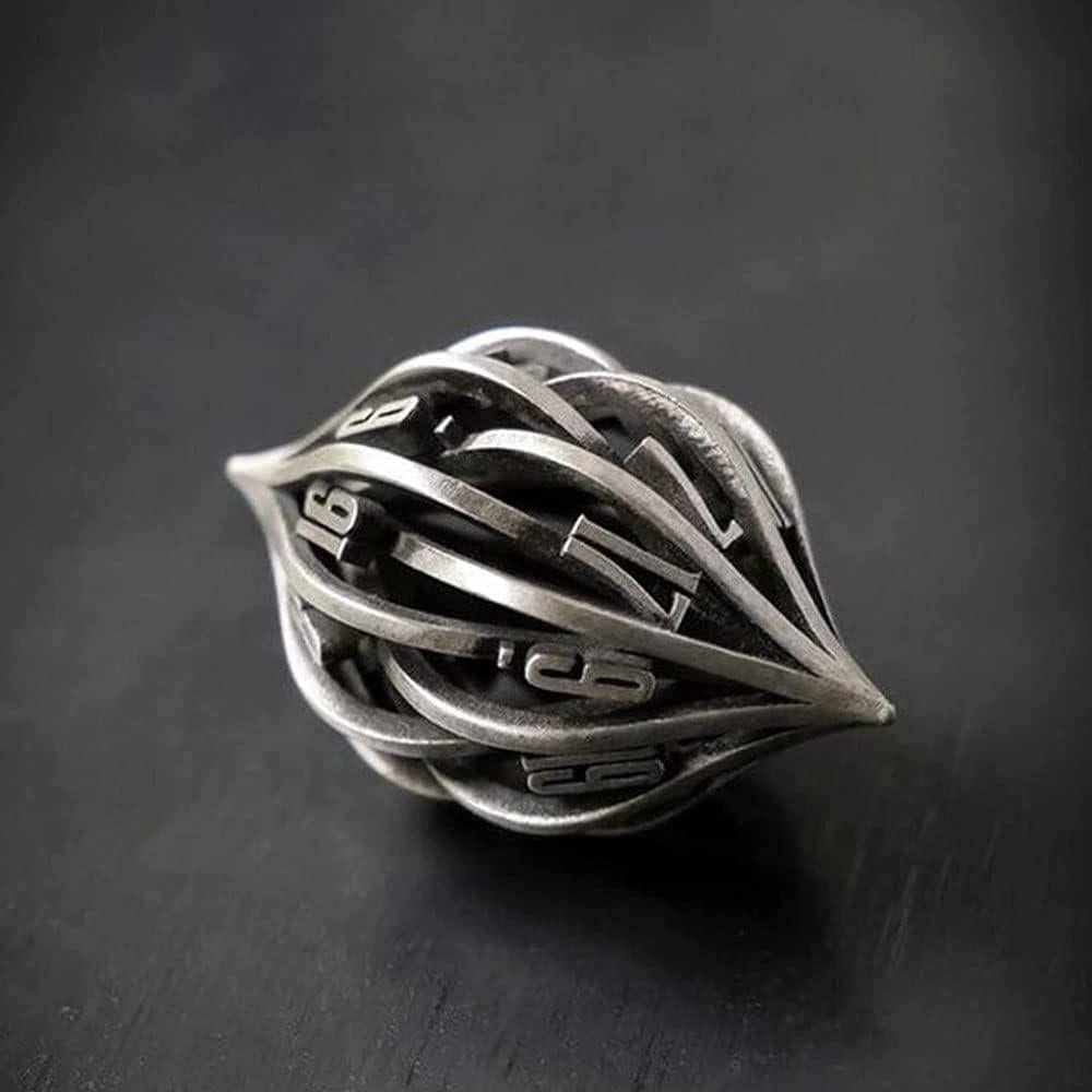 Juego de Dados Poliedricos de Metal Thyggzjbs Plata Antigua