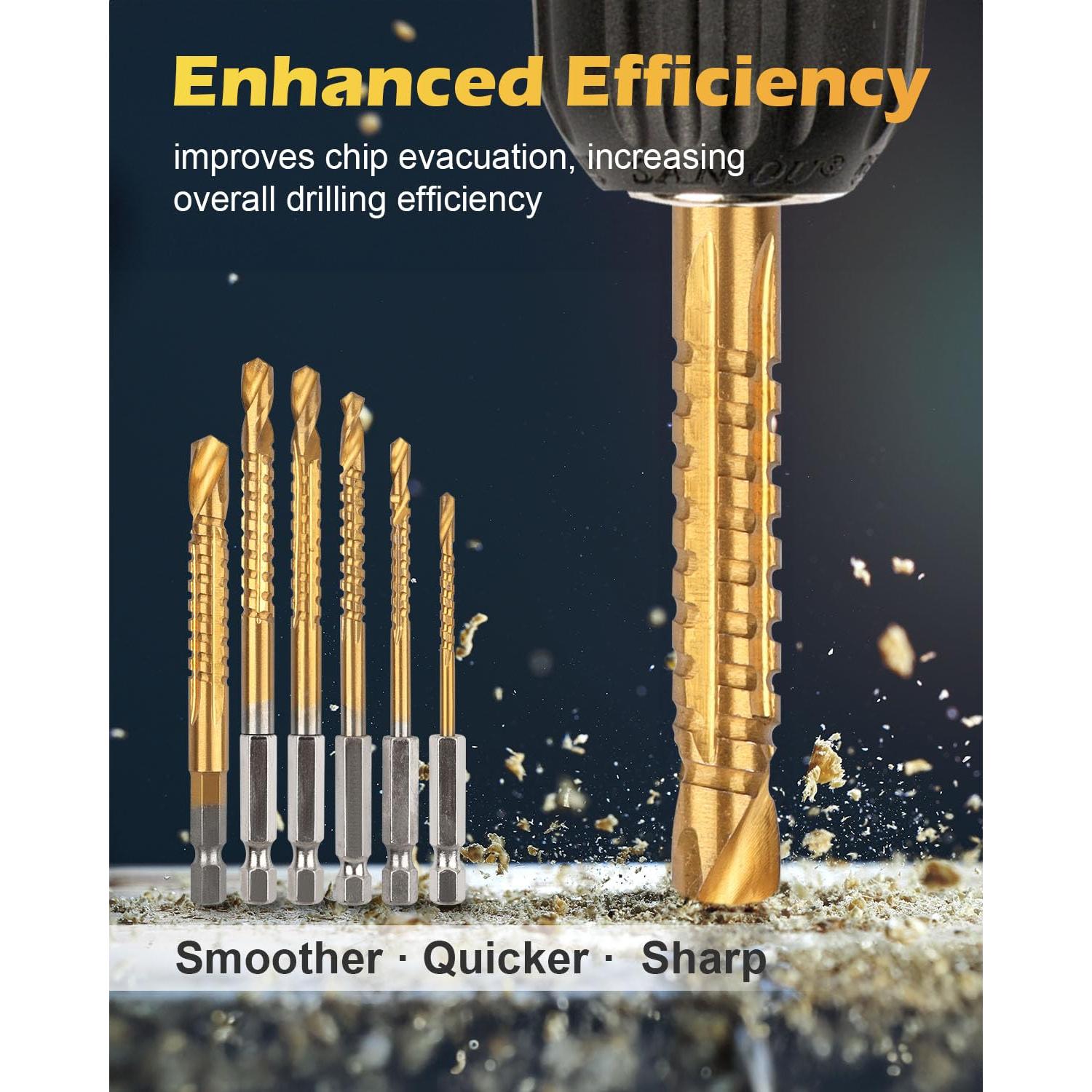 Juego de 6 brocas de acero AOKLIT 3-8mm con recubrimiento de titanio