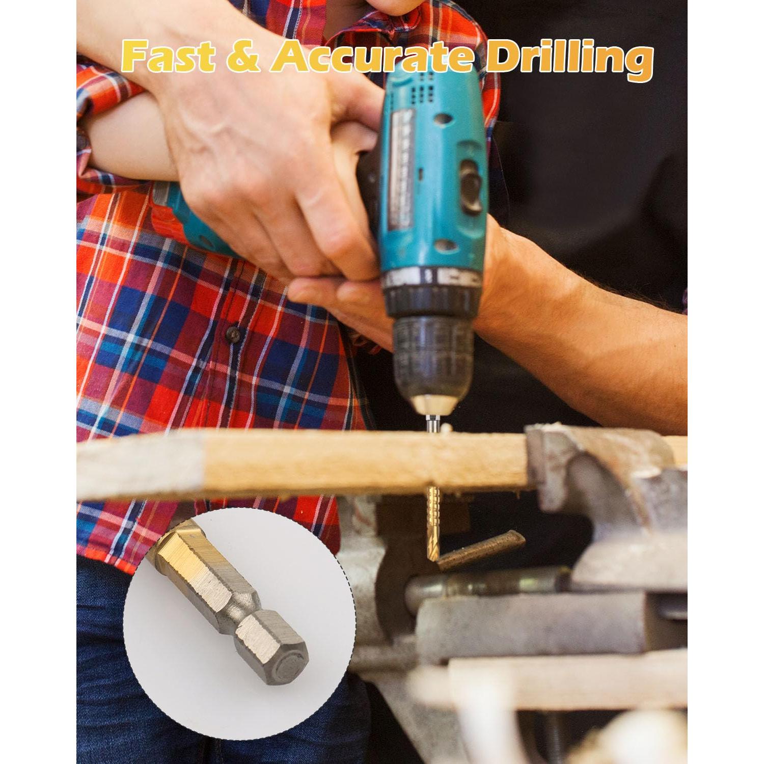 Juego de 6 brocas de acero AOKLIT 3-8mm con recubrimiento de titanio