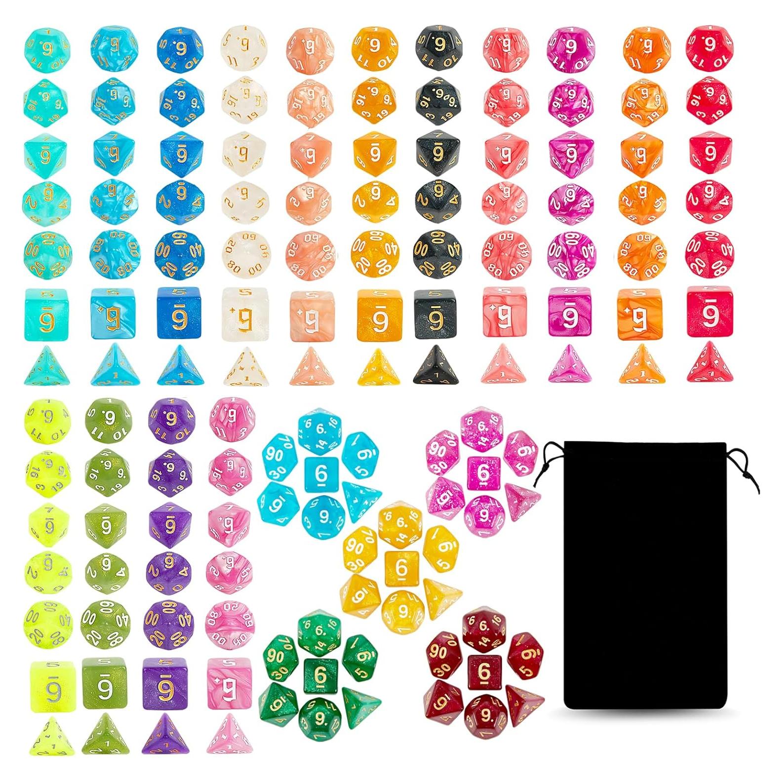 Juego de Dados DND Pipirich 140 Piezas Poliedricos