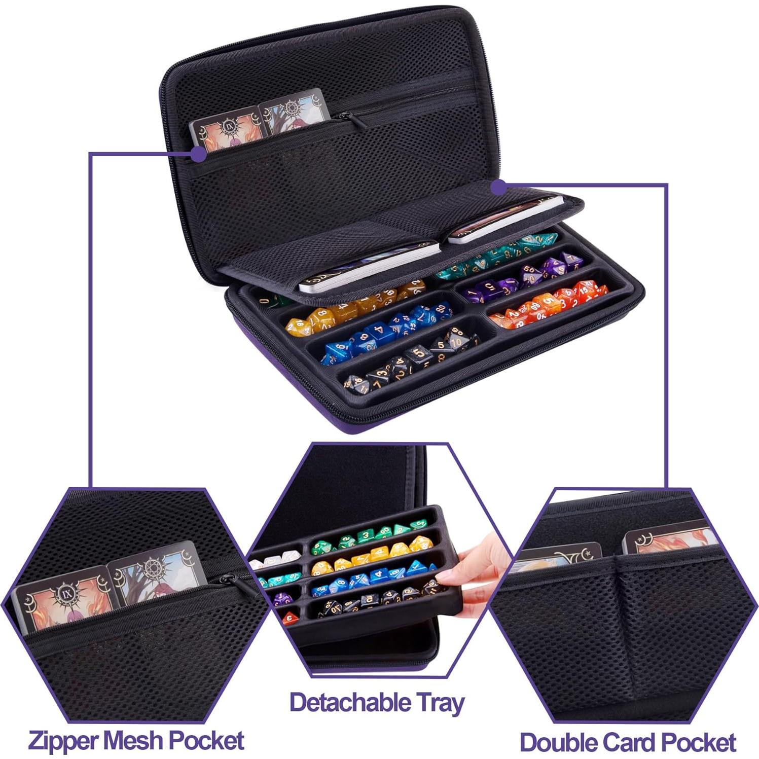 Estuche para Dados DND SIQUK Violeta Portátil 8 Conjuntos