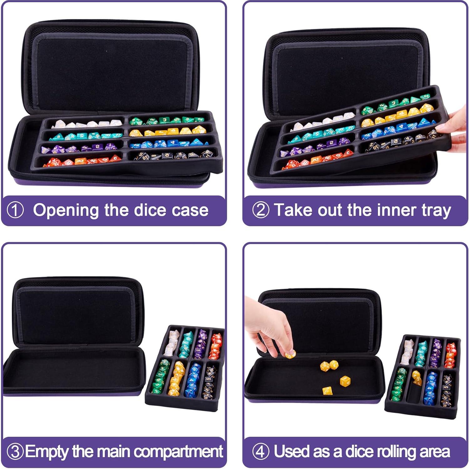 Estuche para Dados DND SIQUK Violeta Portátil 8 Conjuntos