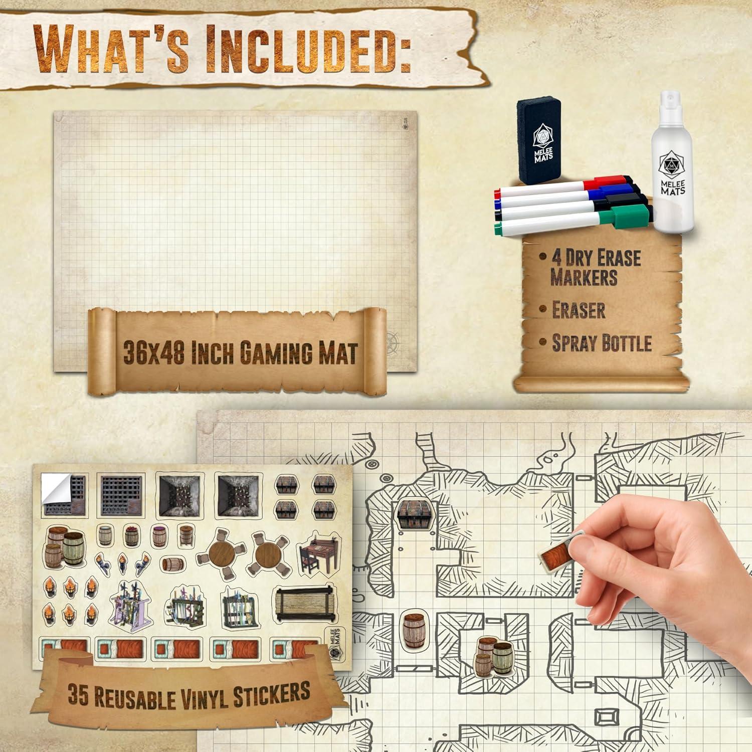 Melee Mats Kit de Inicio DND 88,9x121,9 cm con Accesorios