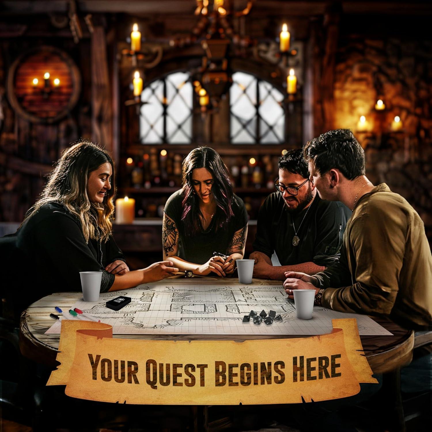 Melee Mats Kit de Inicio DND 88,9x121,9 cm con Accesorios