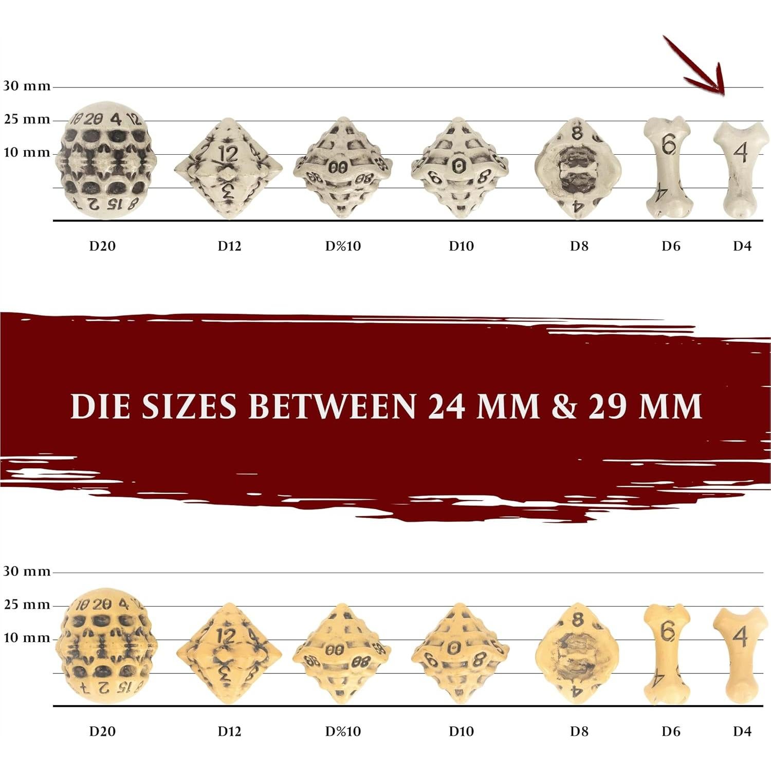 Juego de Dados D4 LYNX - Set de 6 Dados Hueso Blanco