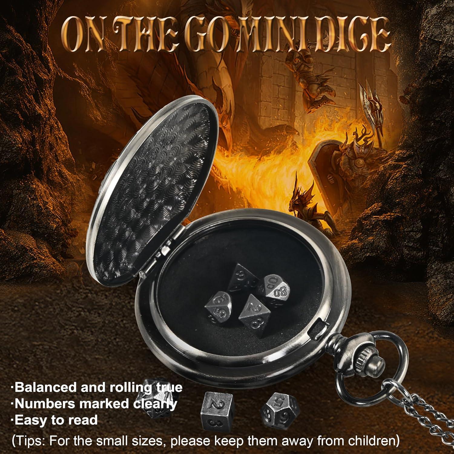 Set de Dados DND Kabinka 7pcs Metal Dragón Plata Antigua