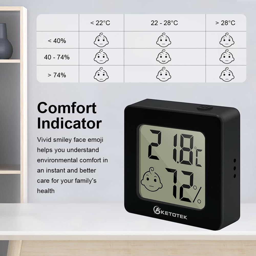 Paquete de 5 Higrómetros Digitales KETOTEK con Termómetro Interior