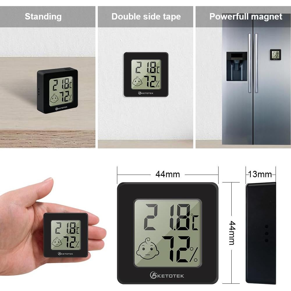Paquete de 5 Higrómetros Digitales KETOTEK con Termómetro Interior