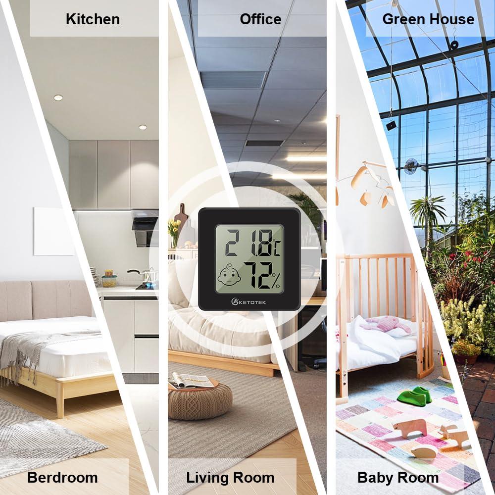 Paquete de 5 Higrómetros Digitales KETOTEK con Termómetro Interior