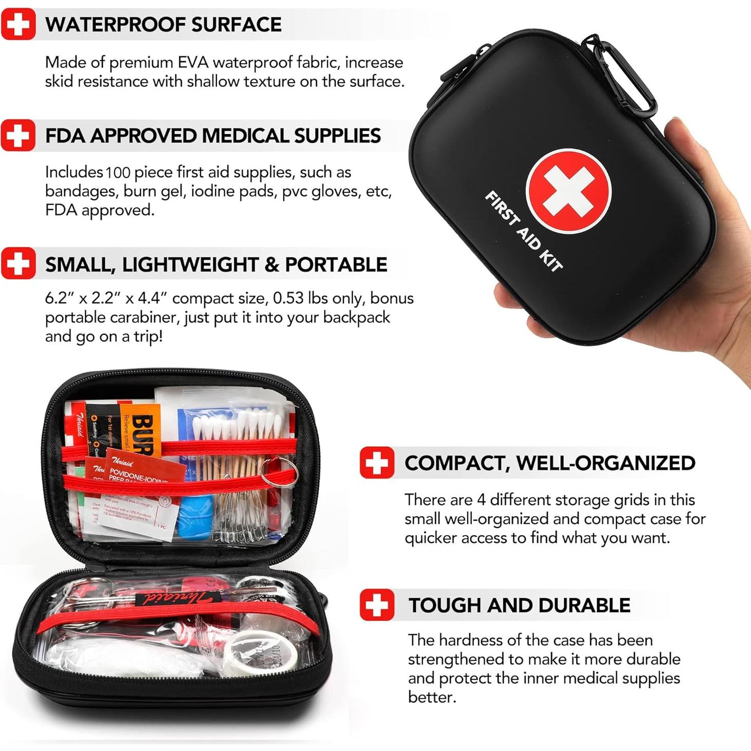 Kit de Primeros Auxilios THRIAID 100 Piezas Compacto Negro