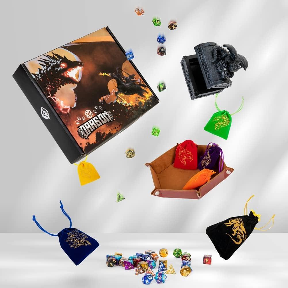 Juego de Dados Poliedricos PUGED 42 Pcs D&D con Bandeja