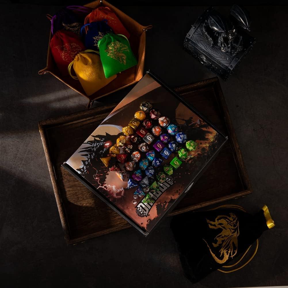 Juego de Dados Poliedricos PUGED 42 Pcs D&D con Bandeja
