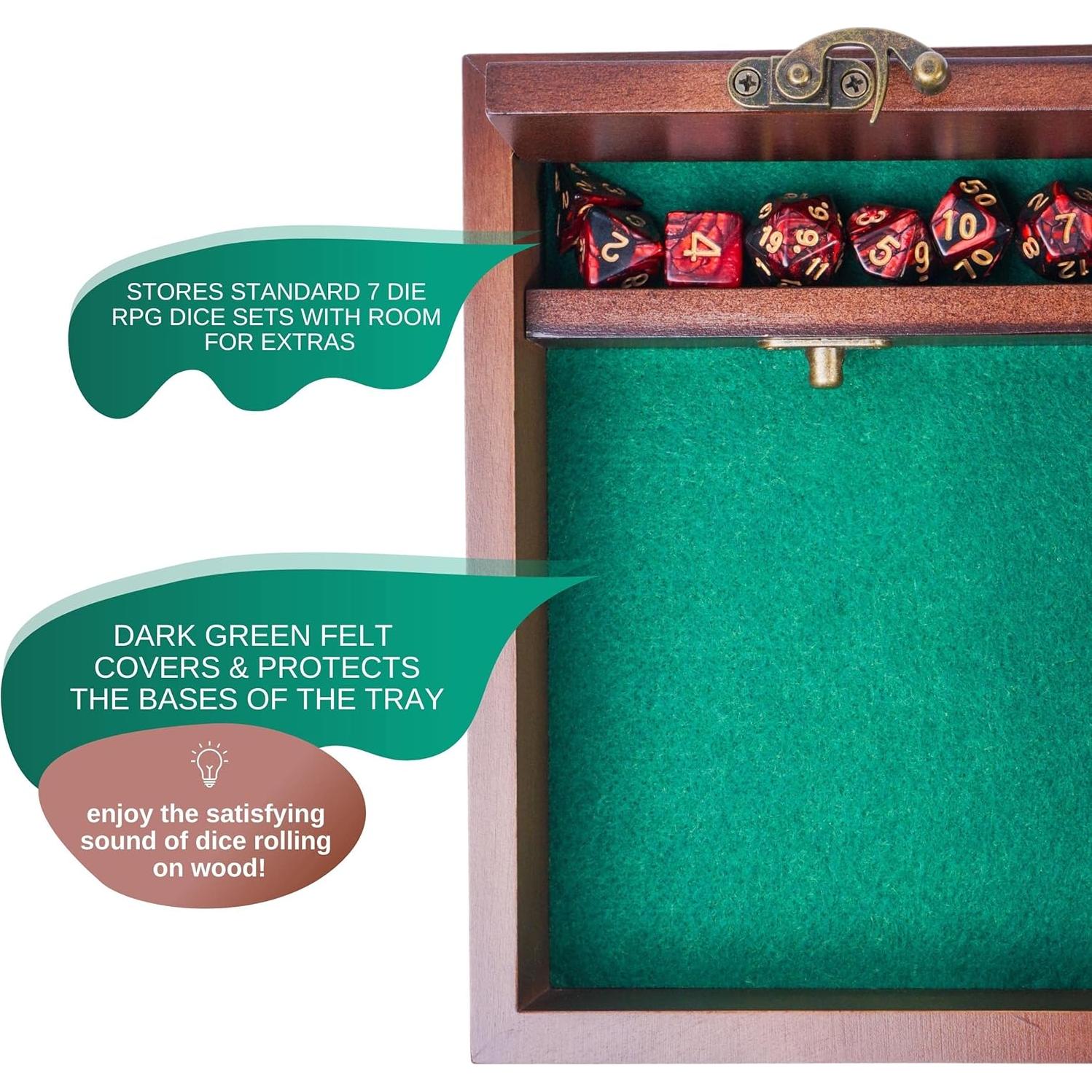 Bandeja de lanzamiento de dados de madera Genérico 20x14 cm