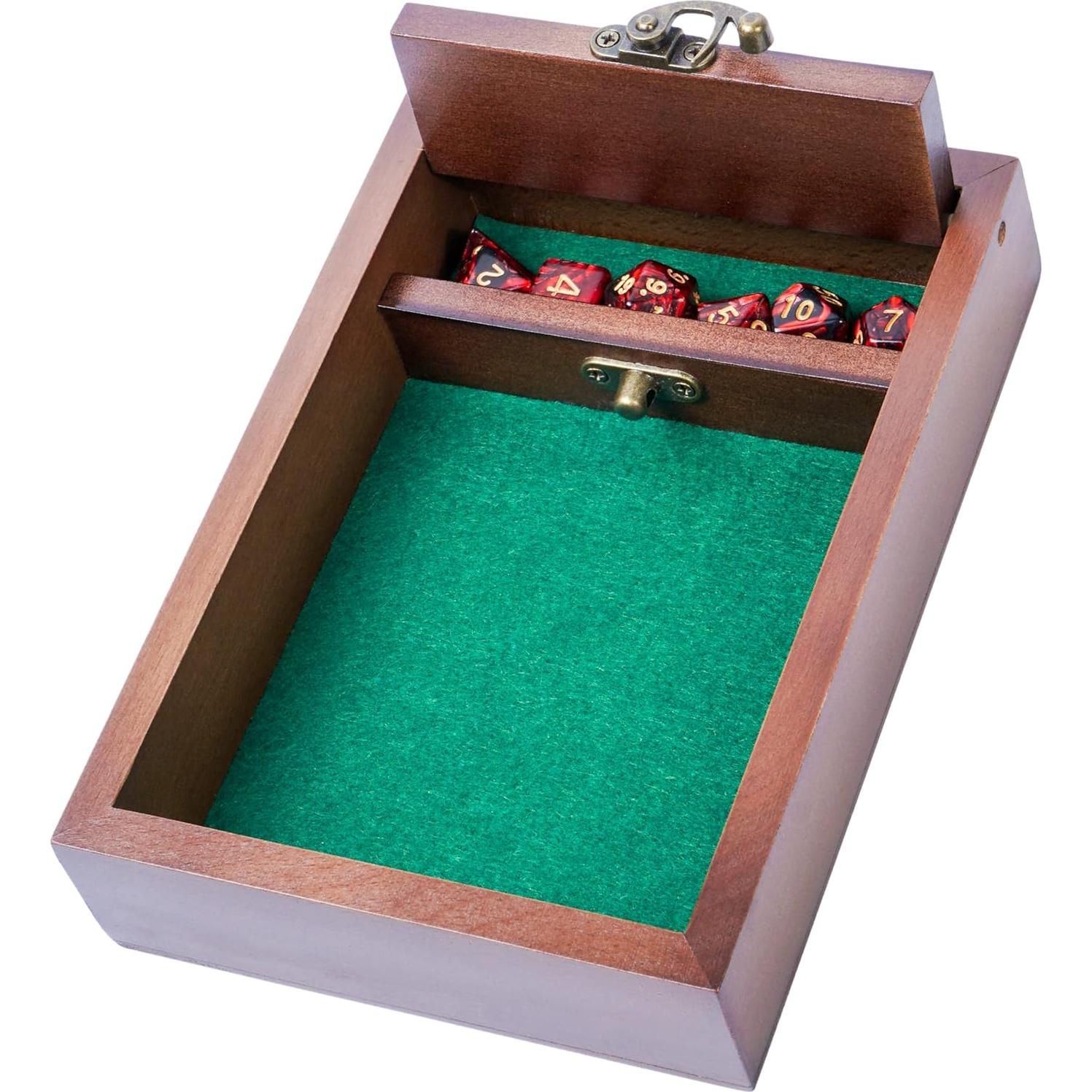 Bandeja de lanzamiento de dados de madera Genérico 20x14 cm