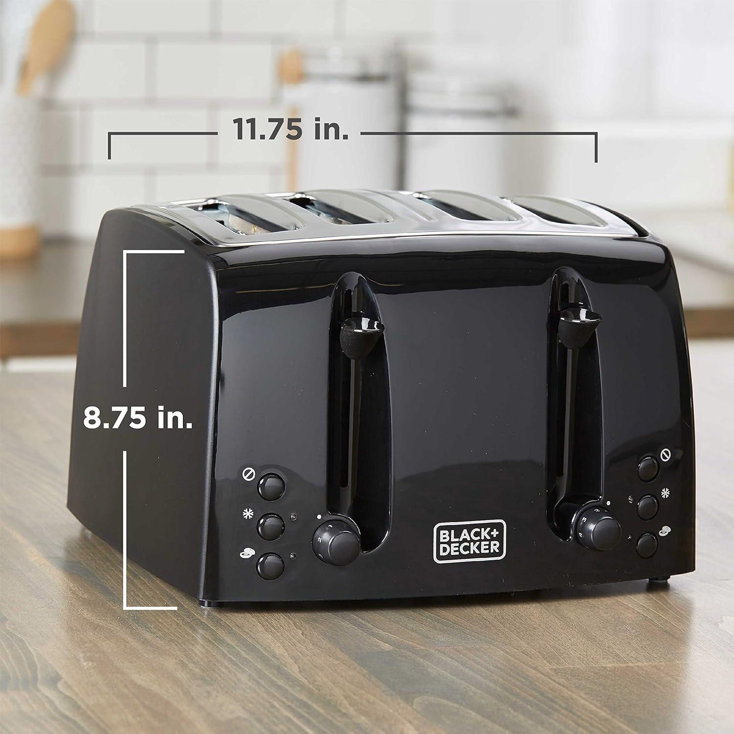 Tostadora de 4 Rebanadas BLACK+DECKER TR1410BD Negra Extra Ancha