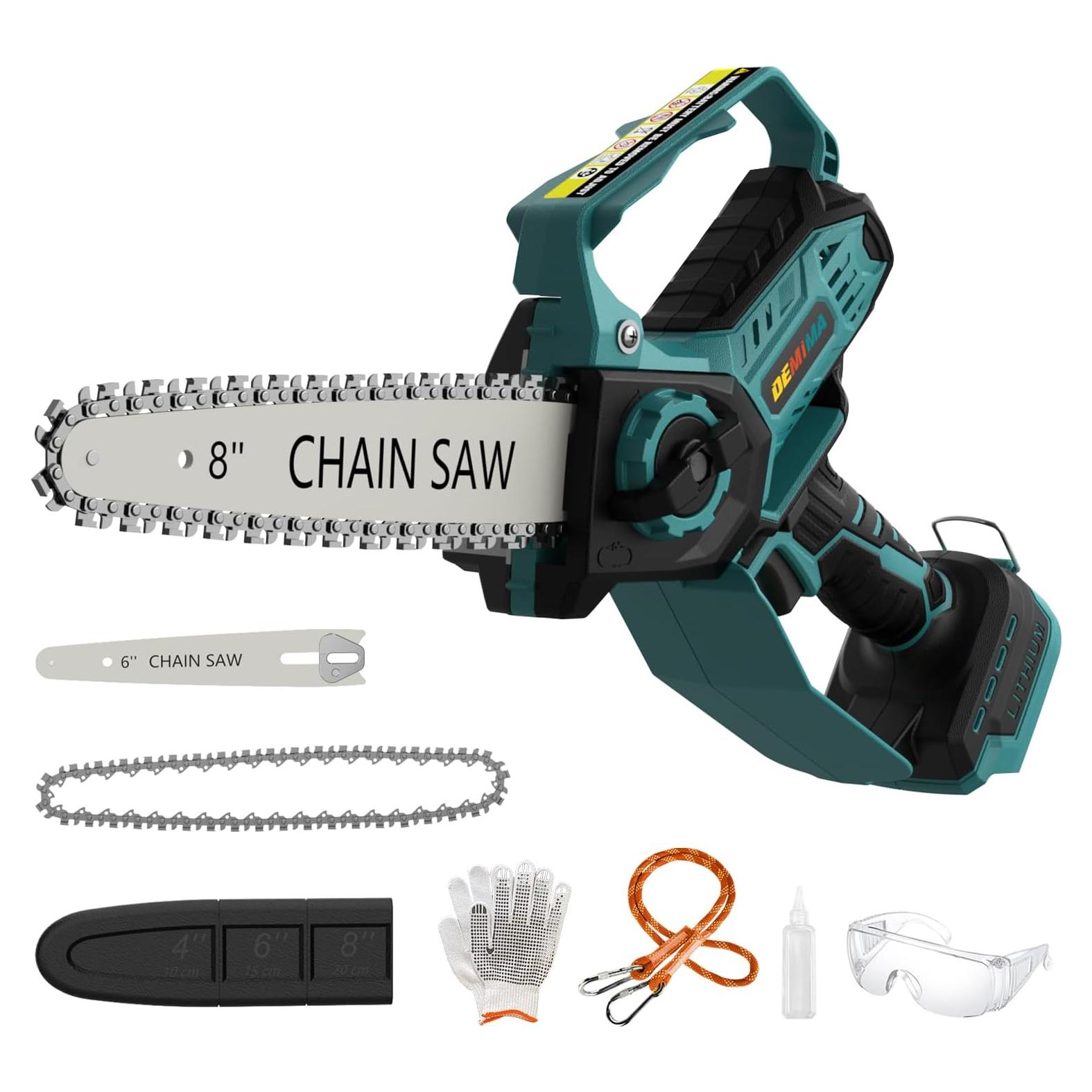 Mini Chainsaw for Makita 18V Battery, 8-Inch and 6-Inch 2-IN-1 Cordless Electric Chain saw with Brushless Motor and Auto-Oiler, 800W Hand Mini Chainsaw for Tree Pruning Wood Cutting(No Battery)