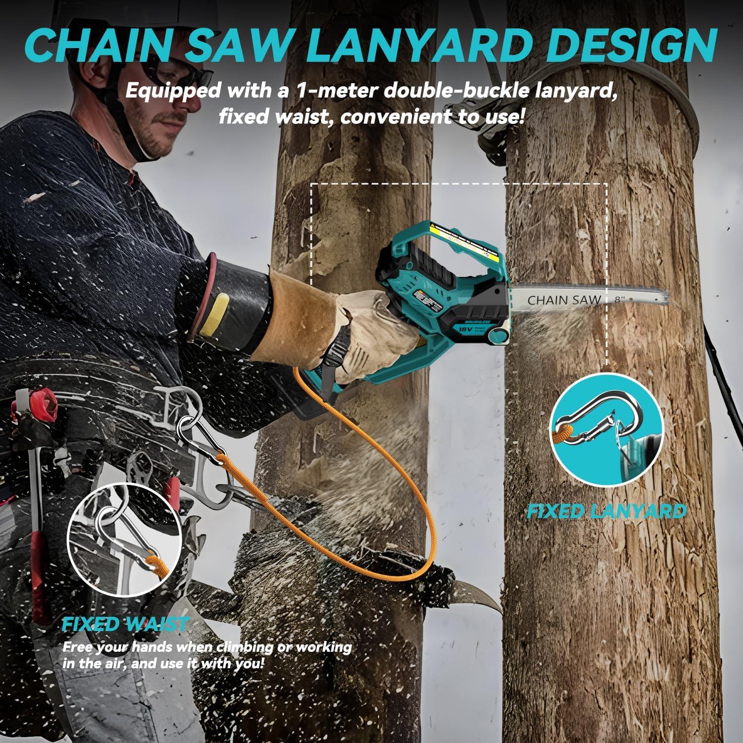 Mini Chainsaw for Makita 18V Battery, 8-Inch and 6-Inch 2-IN-1 Cordless Electric Chain saw with Brushless Motor and Auto-Oiler, 800W Hand Mini Chainsaw for Tree Pruning Wood Cutting(No Battery)