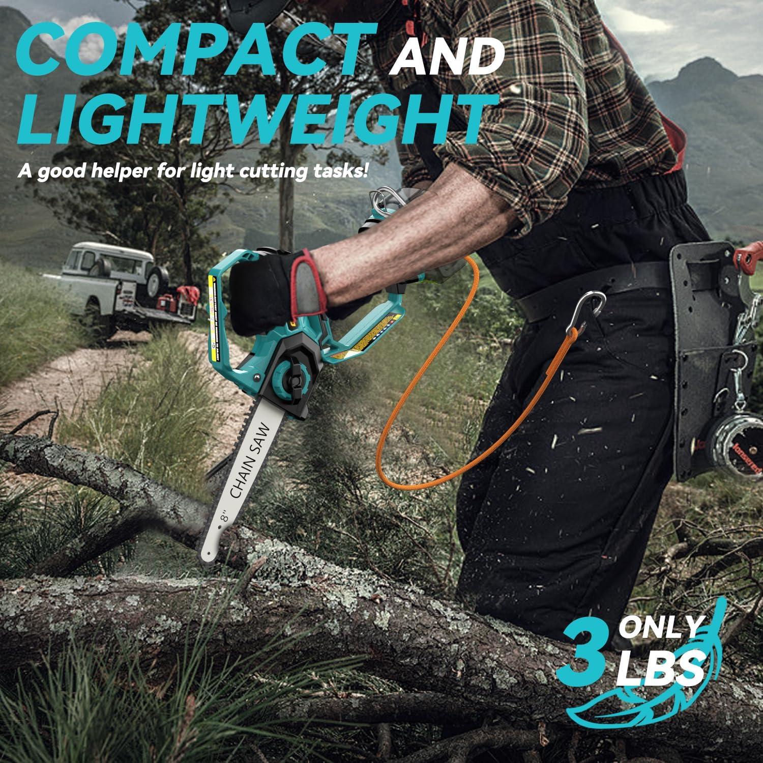 Mini Chainsaw for Makita 18V Battery, 8-Inch and 6-Inch 2-IN-1 Cordless Electric Chain saw with Brushless Motor and Auto-Oiler, 800W Hand Mini Chainsaw for Tree Pruning Wood Cutting(No Battery)