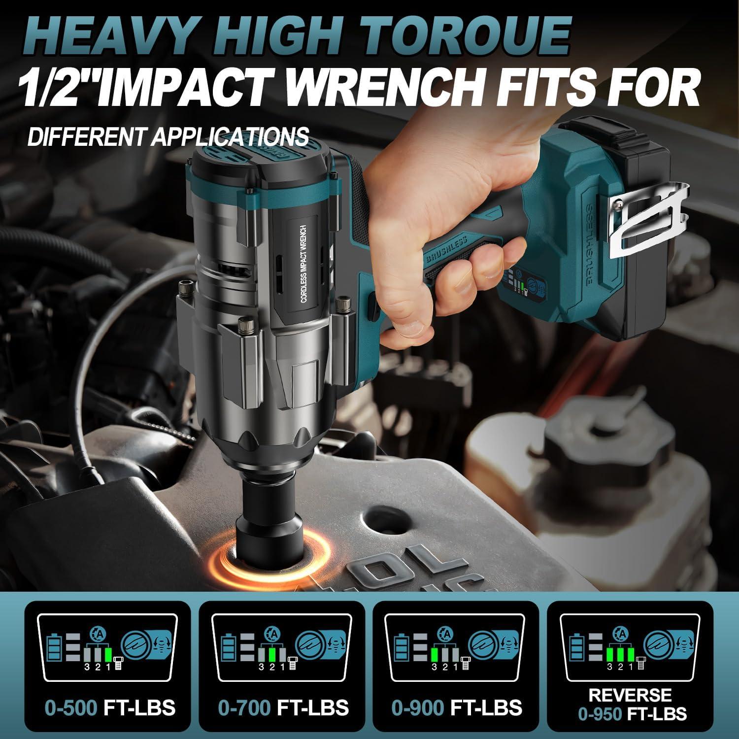 Llave de impacto inalámbrica Makita 18V 1200 N.m 1/2" LED