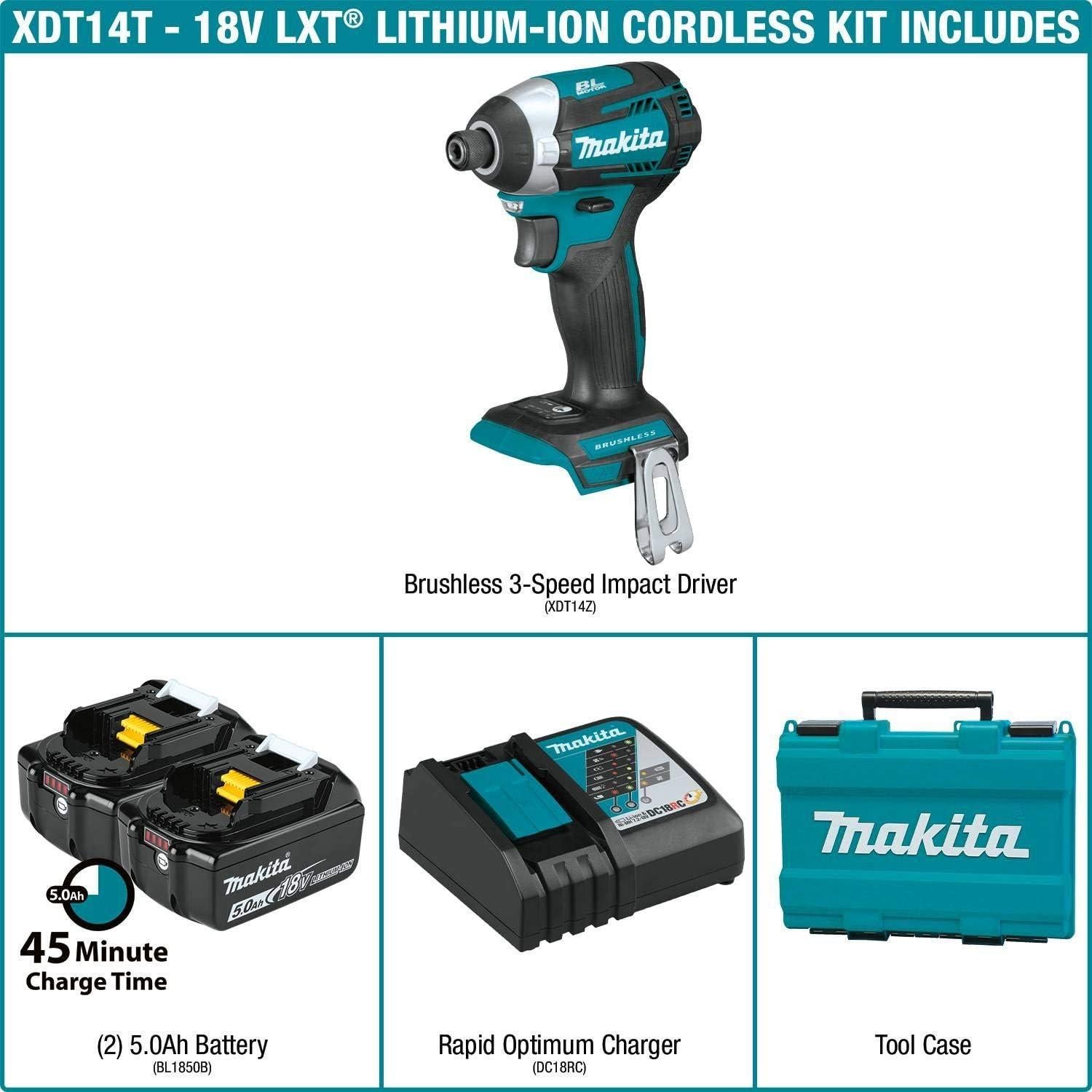 Controlador de Impacto Inalámbrico Makita XDT14T 18V 3 Velocidades