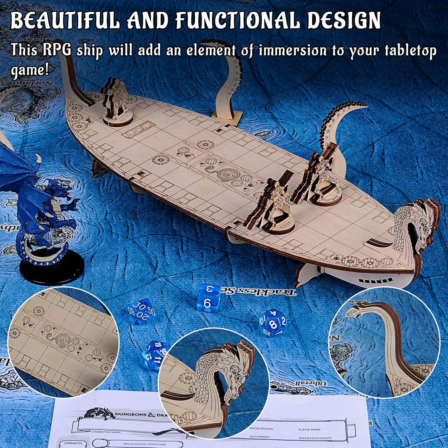 Miniatura Barco Vikingo CZYY 37.34x11.43cm para RPG